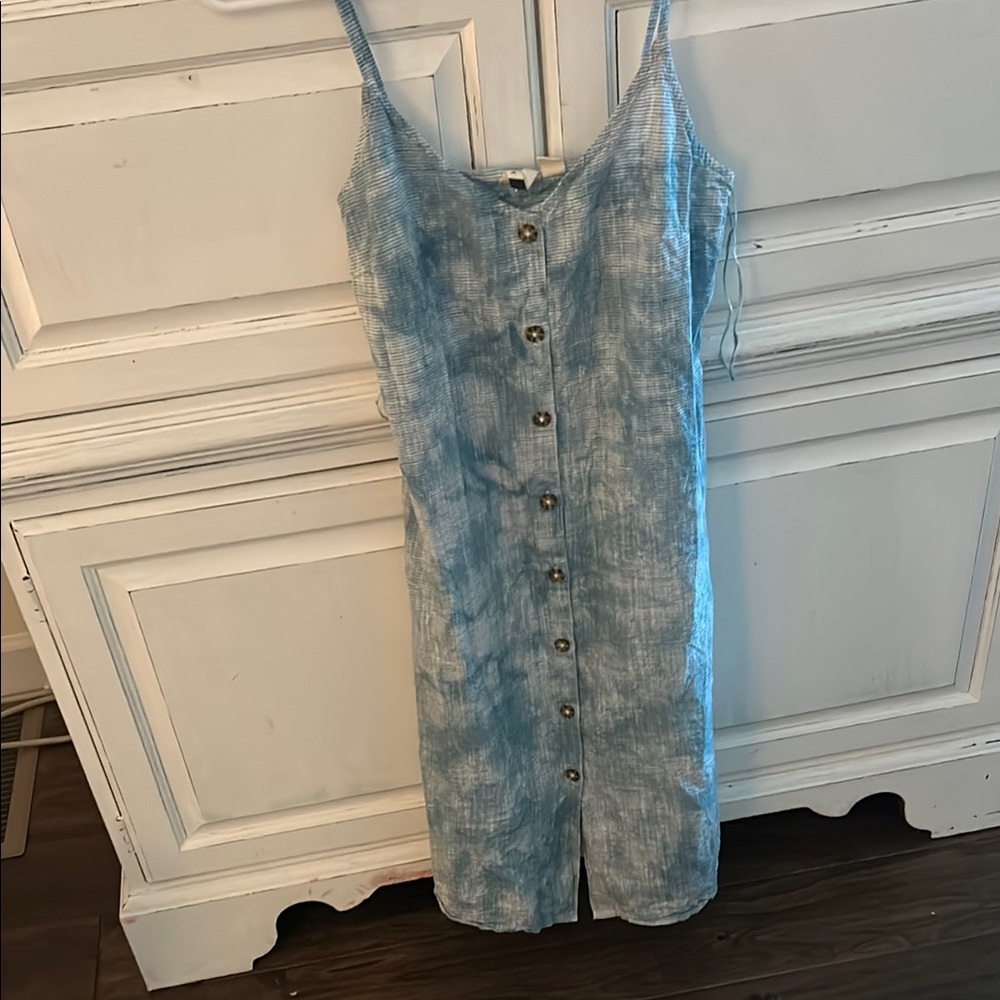 Roxy Blue Tie-Dye Button-Front Slip Dress
